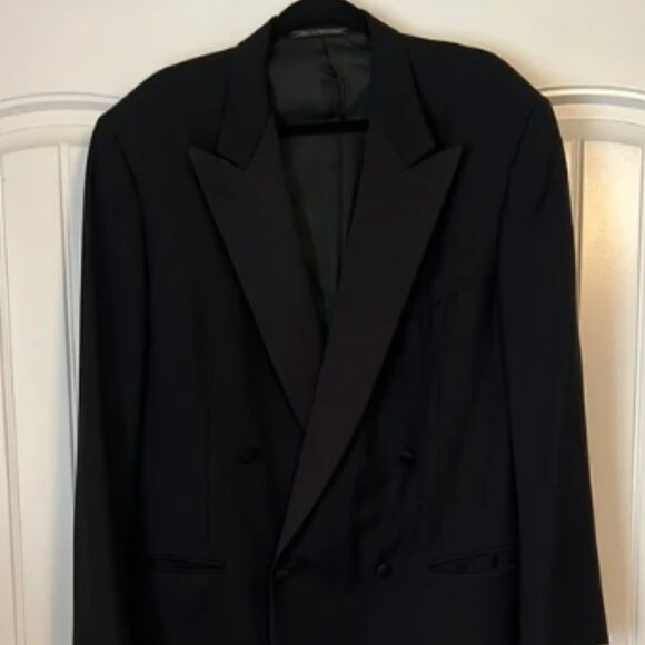 Ermenegildo Zegna Vintage Men’s Black Wool Double Breasted Blazer Jacket - Picture 1 of 8